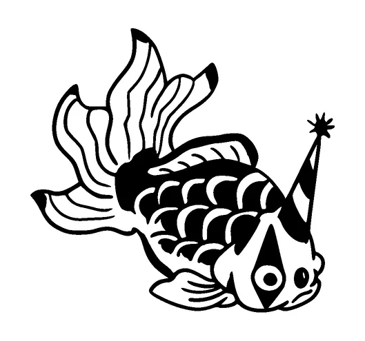 Goldfish Wish Birthday Hat Tattoo Meaning, PNG and SVG