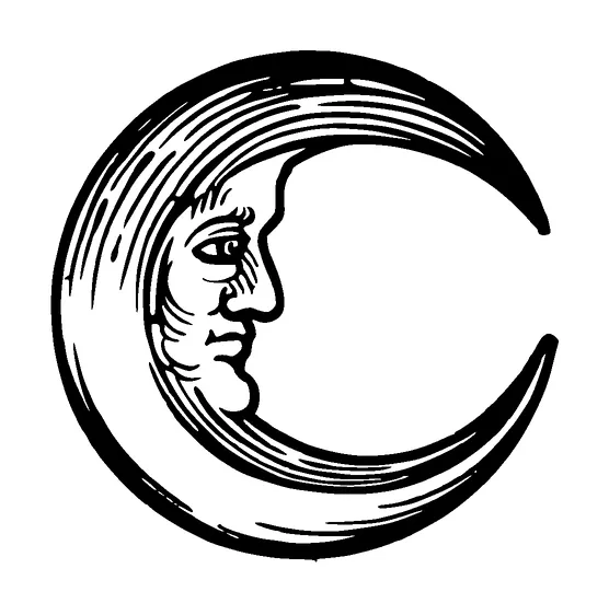 Half Moon With Head Tattoo Meaning, PNG and SVG