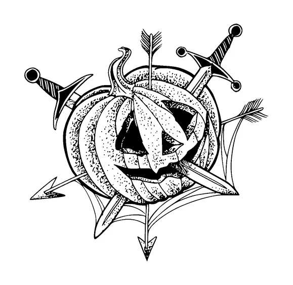 Halloween Pumpkin Swords And Arrows Tattoo Meaning, PNG and SVG