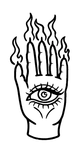 Hand Burning With Eye On Hand Tattoo Meaning, PNG and SVG