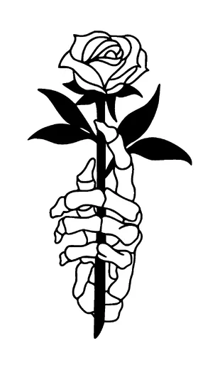 Hand Skeleton With Rose Tattoo Meaning, PNG and SVG