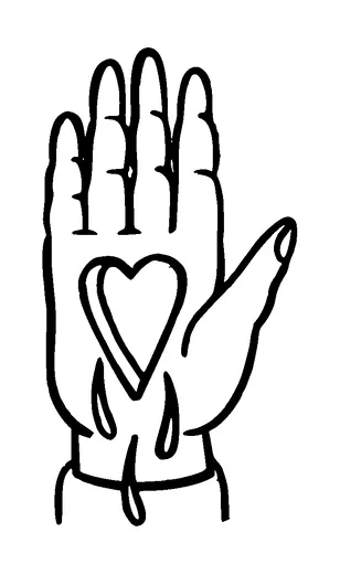 Hand With Heart Hole Tattoo Meaning, PNG and SVG