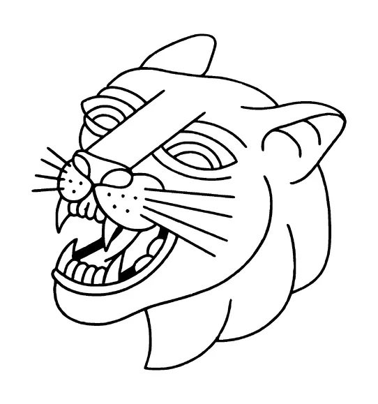 Happy Cougar Head Tattoo Meaning, PNG and SVG