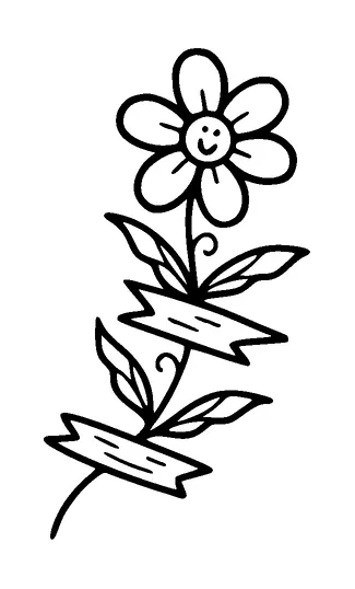 Happy Flower Taped Tattoo Meaning, PNG and SVG