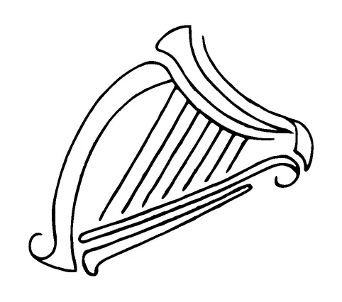 Harp Ilustration Tattoo Meaning, PNG and SVG