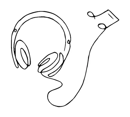 Headset Music One Line Tattoo Meaning, PNG and SVG