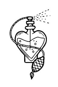 Hear Shaped Perfume Bottle Tattoo Meaning, PNG and SVG