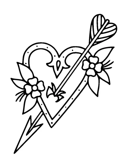 Heart Arrow Tattoo Meaning, PNG and SVG