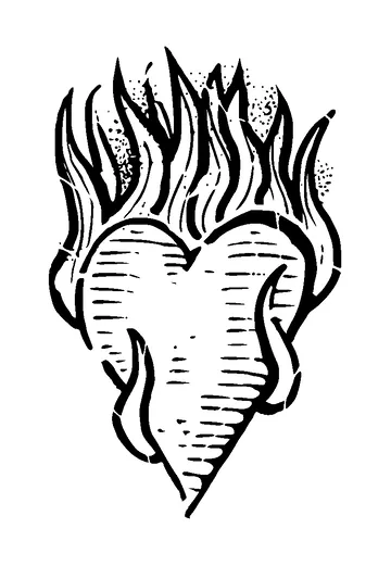 Heart On Fire Tattoo Meaning, PNG and SVG