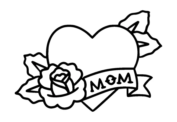 Heart Roses And Banner Mom Tattoo Meaning, PNG and SVG