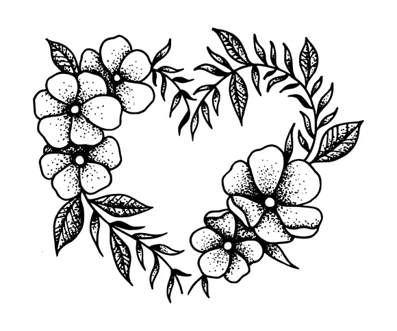 Heart Shaped Flower Ornament Tattoo Meaning, PNG and SVG