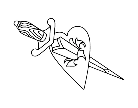 Heart Stabbed With Dagger Tattoo Meaning, PNG and SVG