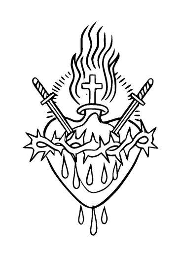 Heart Stabbed With Sword Cross On Top Tattoo Meaning, PNG and SVG