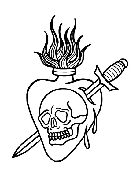 Heart With Sword And Skull Tattoo Meaning, PNG and SVG