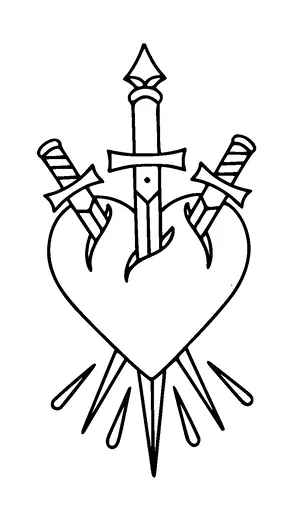 Heart With Three Swords In It Tattoo Meaning, PNG and SVG