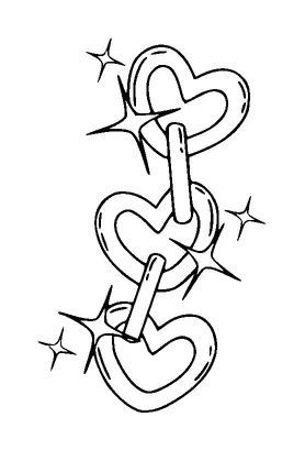 Hearts Shaped Chains Sparkle Tattoo Meaning, PNG and SVG