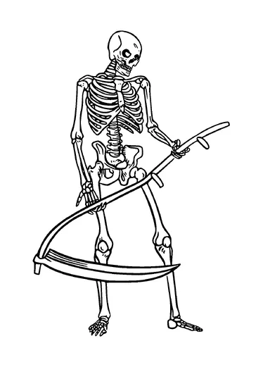 Human Skeleton Holding A Scythe Tattoo Meaning, PNG and SVG