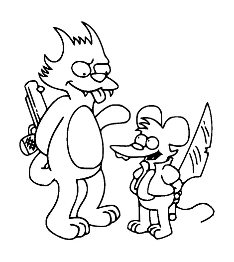 Itchy And Scratchy From Simpsons Tattoo Meaning, PNG and SVG