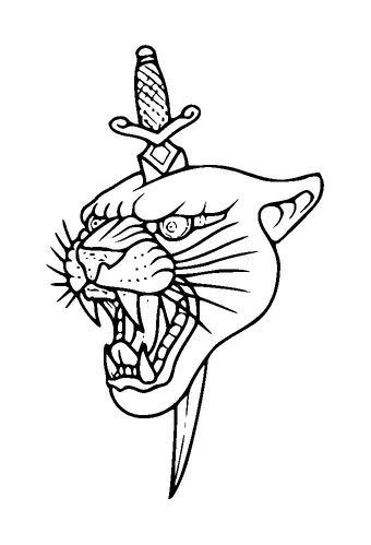 Jaguar Head Stabbed With Dagger Tattoo Meaning, PNG and SVG