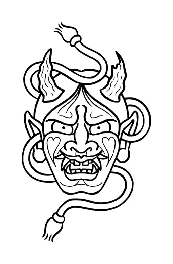 Japanese Devil Mask Tattoo Meaning, PNG and SVG