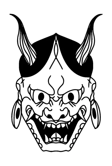 Japanese Devil Mask Tattoo Meaning, PNG and SVG