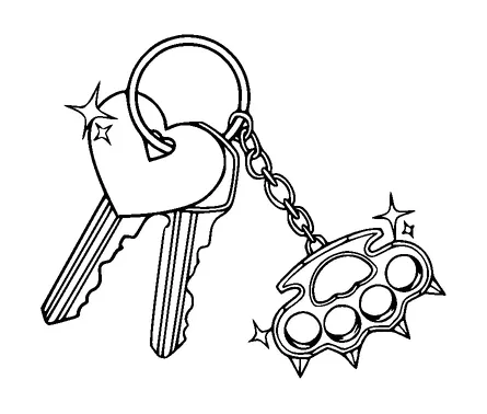 Keychain With Heart And Brass Knuckles Tattoo Meaning, PNG and SVG