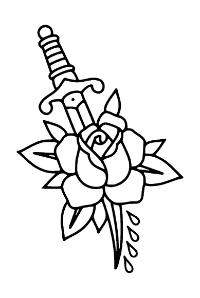 Knife And Rose Tattoo Meaning, PNG and SVG