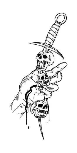 Knife Through Skulls And Hand Tattoo Meaning, PNG and SVG