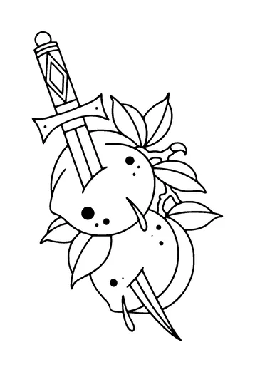 Knife Trough Fruits Tattoo Meaning, PNG and SVG