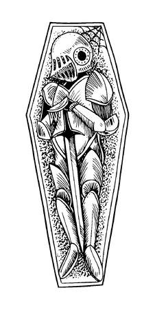 Knight In Coffin Tattoo Meaning, PNG and SVG