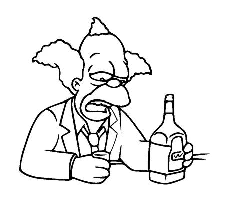 Krusty The Clown Drinking Tattoo Meaning, PNG and SVG