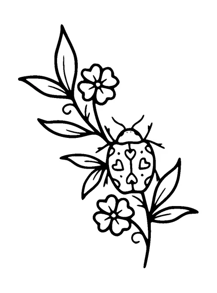 Lady Bug On Flower Tattoo Meaning, PNG and SVG