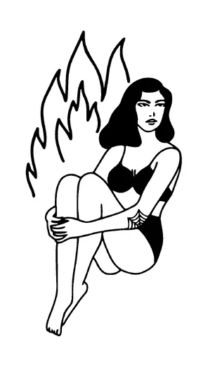 Lady In Bikini Next To Fire Tattoo Meaning, PNG and SVG