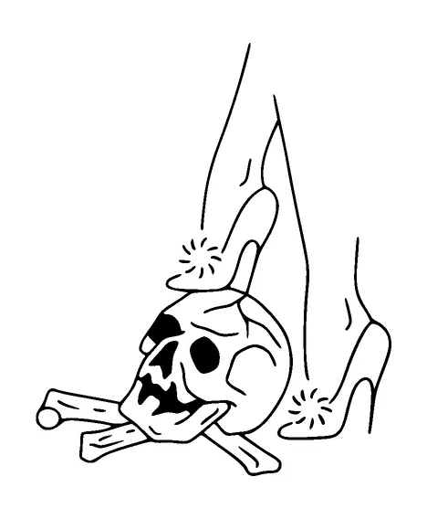 Lady Stepping On Skull Tattoo Meaning, PNG and SVG