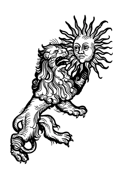 Lion Eating Sun Tattoo Meaning, PNG and SVG