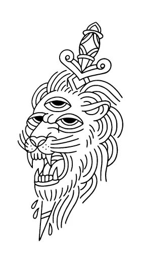 Lion Head Dagger Tattoo Meaning, PNG and SVG