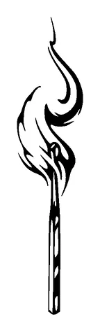 Match Stick Tribal Flame Tattoo Meaning, PNG and SVG