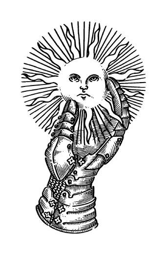 Medieval Knights Gloves Holding Face Sun Tattoo Meaning, PNG and SVG