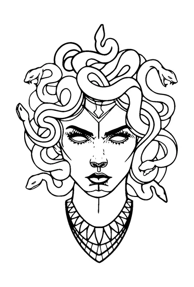 Medusa Snake Hair Empty Eye Tattoo Meaning, PNG and SVG