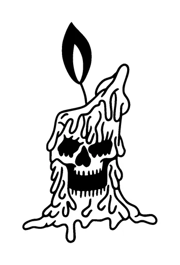 Melting Candle Skull Tattoo Meaning, PNG and SVG