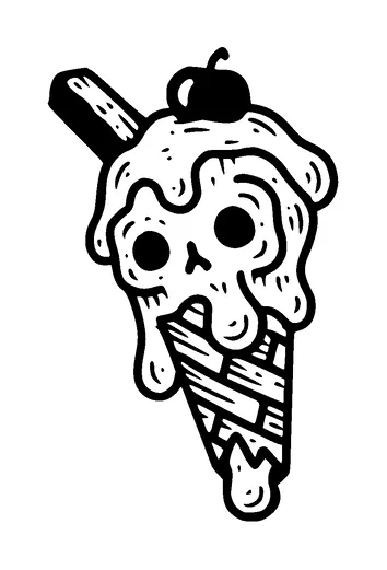 Melting Ice Cream Skull Tattoo Meaning, PNG and SVG