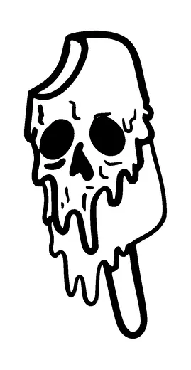 Melting Ice Cream With Skull Face Tattoo Meaning, PNG and SVG