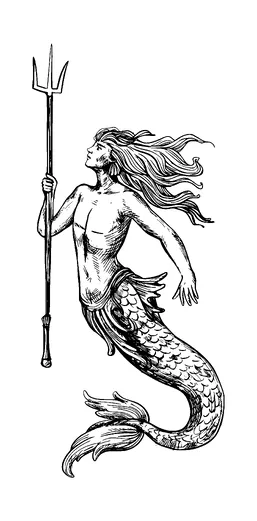 Mermaid Holding A Trident Tattoo Meaning, PNG and SVG