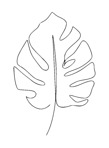 Monstera Leaf One Line Tattoo Meaning, PNG and SVG