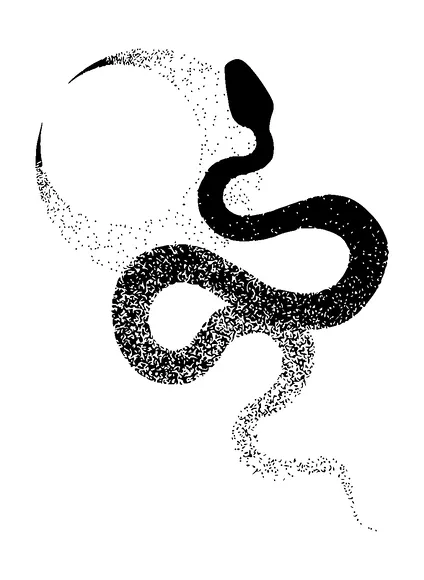 Moon And Snake Dotted Gradient Tattoo Meaning, PNG and SVG