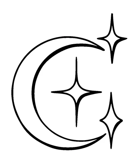 Moon And Stars Tattoo Meaning, PNG and SVG