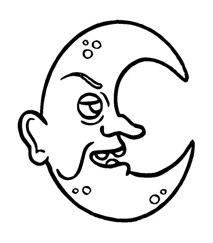 Moon With Face Tattoo Meaning, PNG and SVG