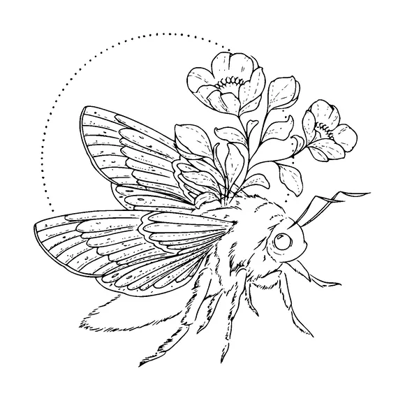 Moth With Flowers Tattoo Meaning, PNG and SVG