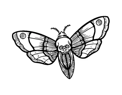 Moth With Skull Tattoo Meaning, PNG and SVG