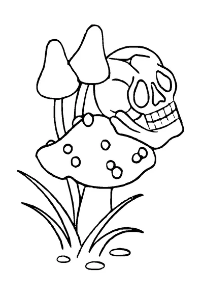 Mushrooms With Skull Tattoo Meaning, PNG and SVG